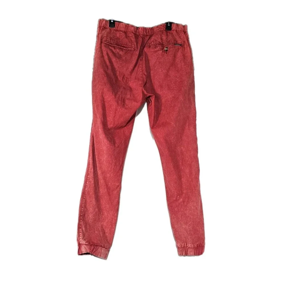 Ezekiel Acid Trip Jogger Pants Mens 36X30 Red Mineral Wash Stretch Twill EUC